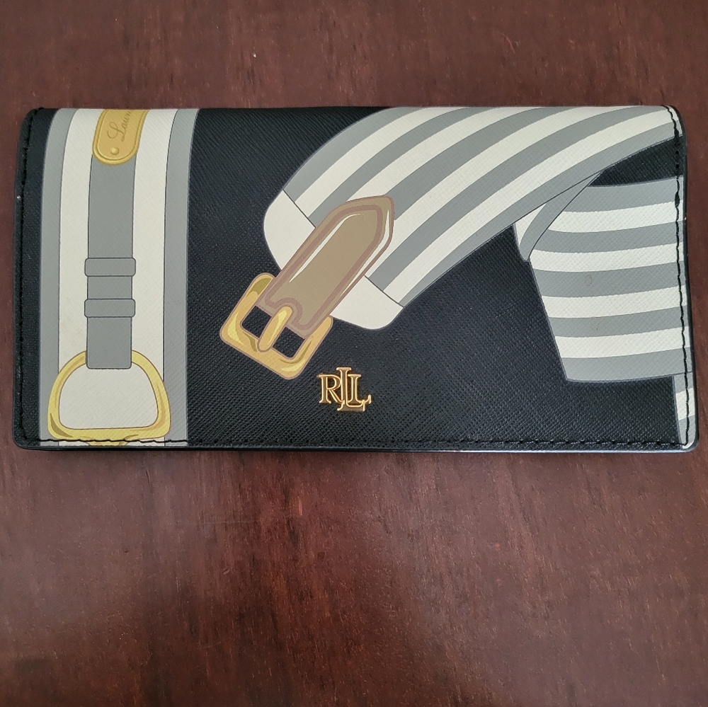 Lauren Ralph Lauren Printed Crosshatch Leather Slim Wallet